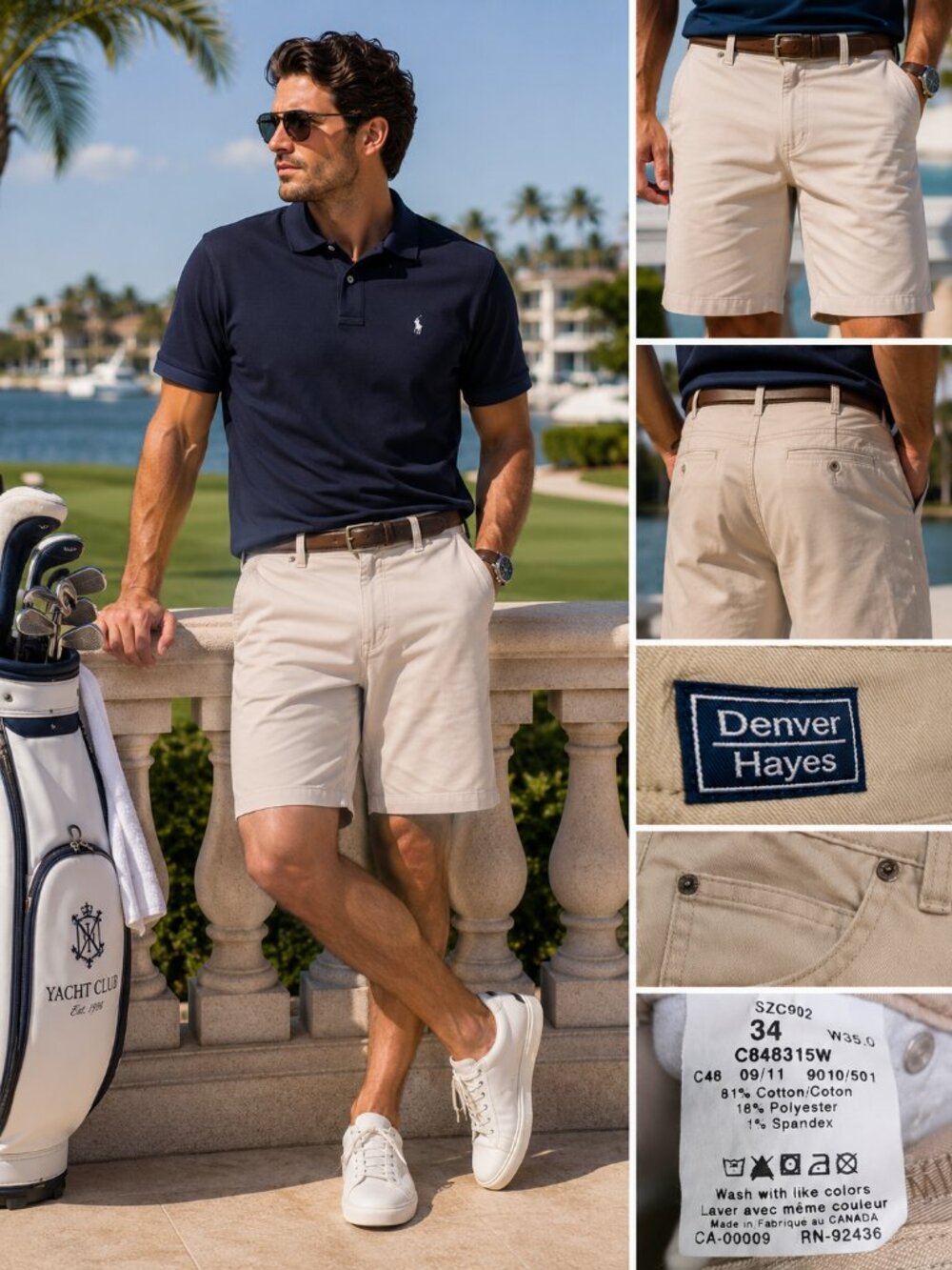 Denver Hayes Khaki Shorts Mens 34 Relaxed Fit Golfcore Dadcore Minimalist Summer